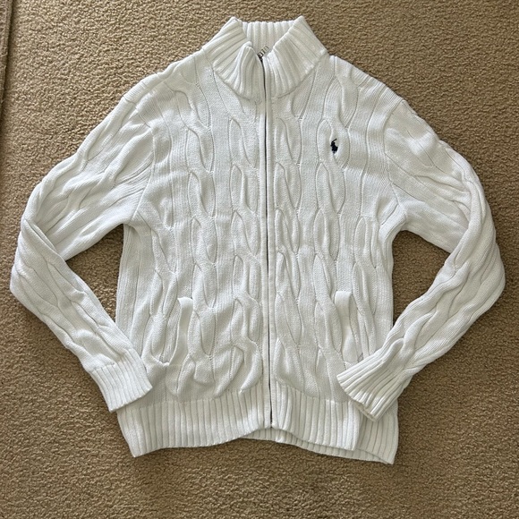 Polo Ralph Lauren Sweaters - Ralph Lauren Cable Knit Zip Up High Neck Sweater